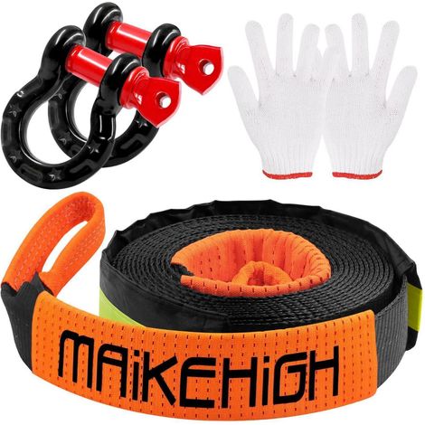Câble de remorquage 5m 10T avec crochets renforcés et gants (1/5)