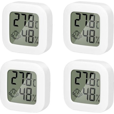 4er-Pack Mini-Thermometer/Hygrometer für den Innenbereich, hochpräzise Temperatur- und Hygrometerüberwachung mit Luftsymbol, komfortabel für Küche, Kinderzimmer, Gewächshaus, Lagerhalle, Büro - (1/4)