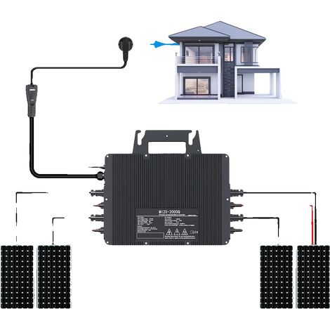 Micro-onduleur solaire, compatible WiFi, prend en charge plusieurs panneaux solaires, Inverter 2000W, AC 230V, DC 22-50V (1/2)