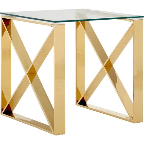 Interiors by Premier Stylish Design Champagne Cross Legs End Table, Durable Side Table For Livingroom, Versatile Side Table (1/5)