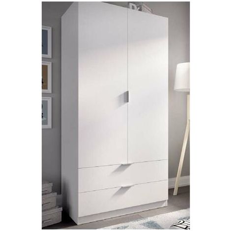 Armario Sabiote 2 puertas abatibles y 2 cajones en blanco 184 cm(alto)81 cm(ancho)52 cm(largo) (1/4)