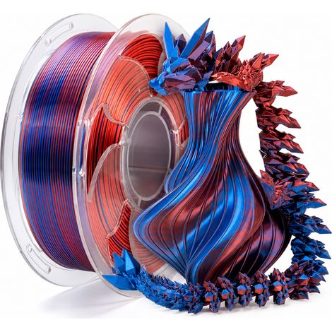 Filament PLA Soie Bicolore Bleu et Rouge pour Imprimante 3D (1/5)