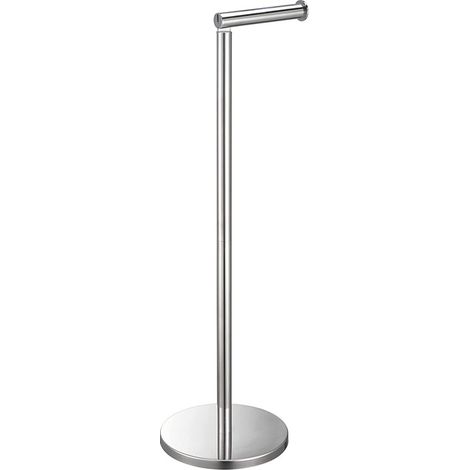 Support Papier Toilette,Porte Papier Toilette sur Pied 2en1 avec Socle Robuste,16 x16 x55cm, Acier Inoxydable chromée (1/5)