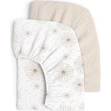 2 x Muslin Cotton Fitted Sheets for Cot and Cot 60 x 120 cm / 70 x 140 cm (1/5)