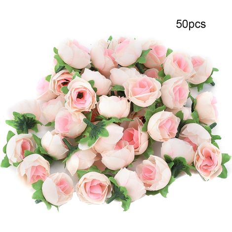 50pcs Têtes de pivoines artificielles en rayonne, petites fleurs boules, chrysanthèmes miniatures, œillets champagne (1/5)