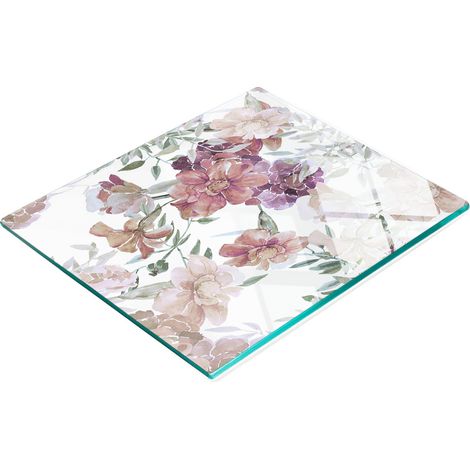 Dekoratives Küchenschneide- und Servierbrett aus Glas, Blumenmuster, 60 x 52 cm (1/5)