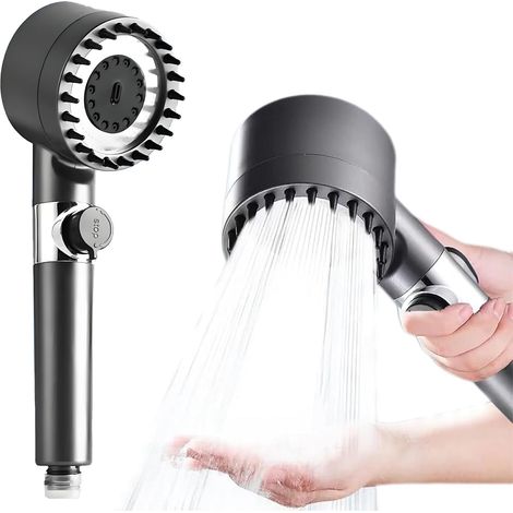 Pommeau de Douche Haute Pression,Anti Calcaire Douchette Massant avec Stop,Douchette Haute Pression avec 3 Types de Jets,Spa/Massage Pomme de Douche (1/5)