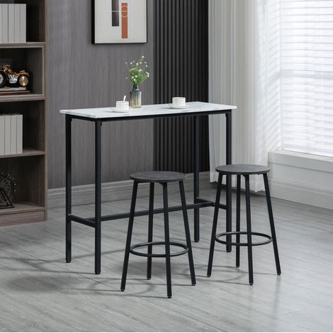 Chaise banc tabouret bar 100x40 cm acier blanc OKMYHOME (1/4)
