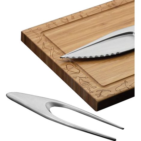 Tagliere in Legno di Bamboo con Posate per Carne (1/3)