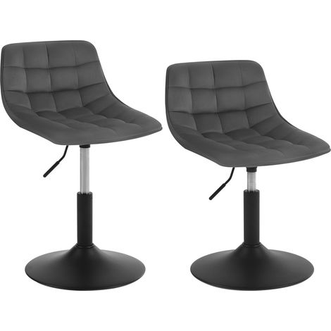 WOLTU 2x Breakfast bar stools Swivel Velvet Padded Seat Home chairs Cafe Seat Dark Grey