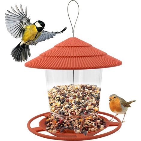 Mélanger Les graines Mangeoire à Oiseaux suspendues pour Nourrir la Faune Petits Oiseaux Jardin extérieur Cœur de Tournesol Cacahuètes Noix Alimentation Dunnocks Moineaux Robins (1/5)