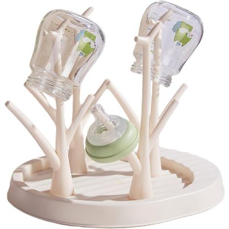 - Drying Rack - Baby Bottle Dryer - Multifunctional for Cutlery and Teats - Tree Design - Beige - 26x22x23 cm (1/5)