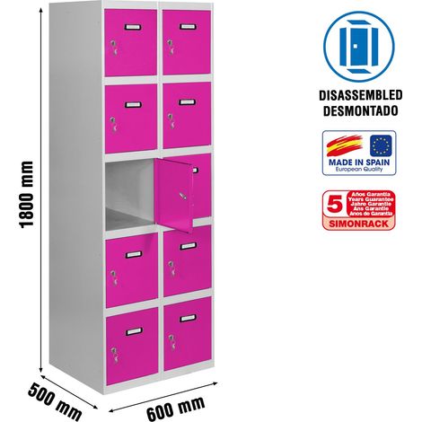 Simonrack Sichere Metall-Schränke Grau und Rosa 1800x600x500 mm