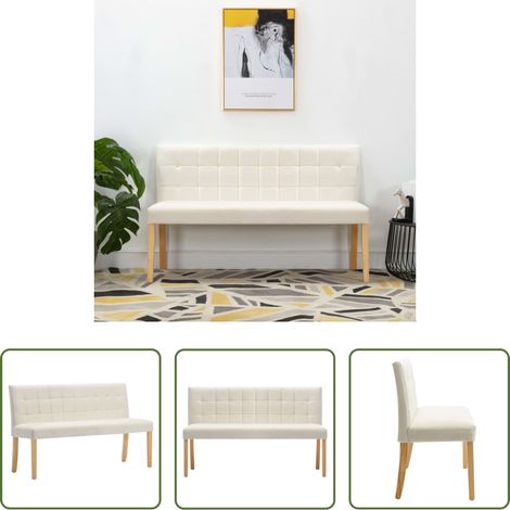 vidaXL Banc de salon - Banc 140 cm Crème Velours (1/5)