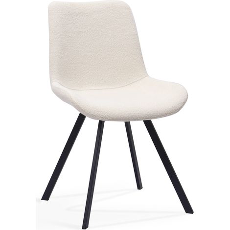 Set di 2 sedie da pranzo girevoli a 360° in tessuto, gambe in metallo, bianche o beige (1/5)