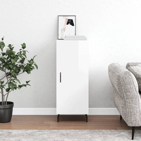 Sideboard Hochglanz-Weiß 34,5x34x90 cm Holzwerkstoff