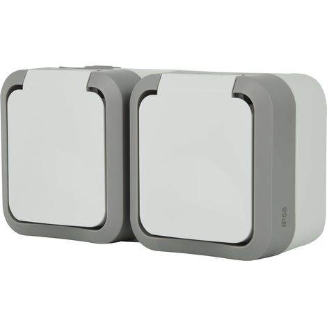 Prises Françaises (2P+T) 16A / Double Prise Outdoor IP55 Hypro (1/5)