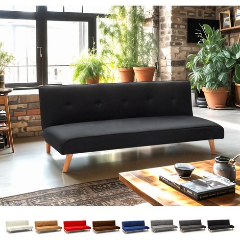 Modus Sofà – Canapé convertible 2 places clic clac en tissu polyester – Dimensions 178 x 82 x 70 cm – Mécanisme clic-clac – Design moderne noir (1/5)
