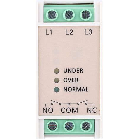 Relais de surveillance d'alimentation triphasée JVR-384 avec protection contre les surtensions et les sous-tensions (380 V CA). (1/5)