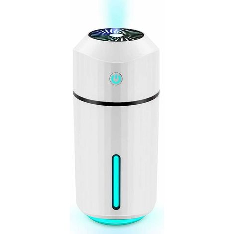 Mini Cool Brume Humidificateur,320ml Portable Air Ultrasonique Humidificateur d'air pour Chambre à Coucher Diffuseur Lumière LED Alimentation USB Waterless Auto Fermer-a (1/5)