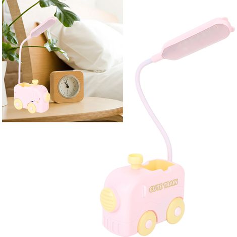 Kreative, pinkfarbene LED-Mini-Nachttischlampe in Zugform, augenschonend, mit Stifthalter und USB-Aufladung. Ideal zum Lernen oder Lesen. (1/5)