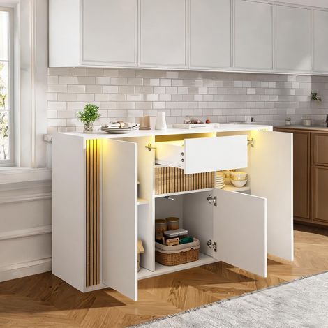 Meuble de rangement blanc avec éclairage LED 3 portes et 1 (1/5)