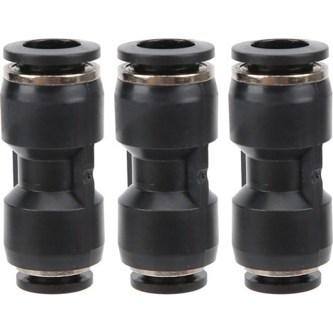 Raccord Réducteur Pneumatique 10 Pièces Inox Résine Noir Droit Union Tube Fitting PG12-10 (1/5)