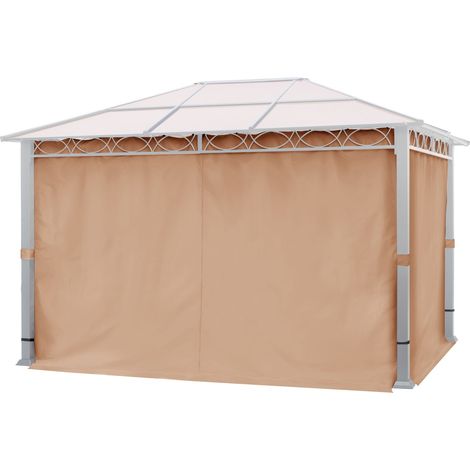 4 Seitenteile für Gartenpavillon Rendezvous Deluxe 3x4 m - Polyester ca. 160 g/m² - mit Reißverschluss - cappuccino (1/5)