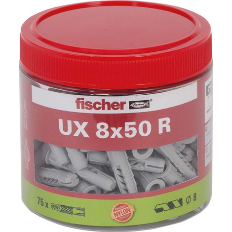 Cheville pour tous les matériaux de construction UX avec collerette/Roundbox de 75-8 x 50 mm (1/4)
