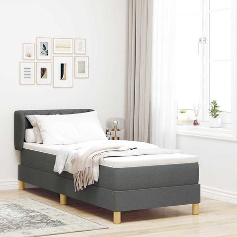 Lit à ressorts avec matelas-Sommier à ressorts de lit Crème 90x200 cm Tissu Gris foncé 356064 (1/5)