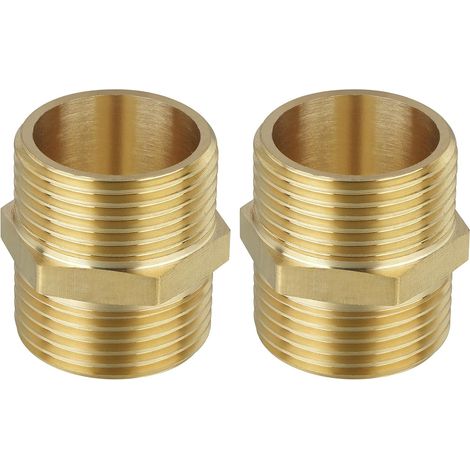 2 Pieces Raw Brass Nipple Reduced Double Male G1 Male Male Connector Brass Fittings for Shower Hose Water Pressure Reducer Safety Group Water Heater Hot Water Radiator (1/5)
