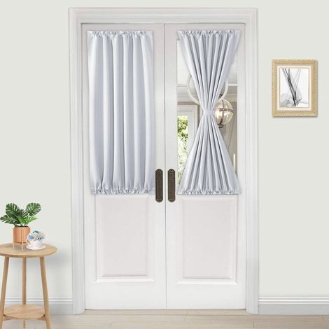 Kindfiber OÜ-1 Rideau Thermique avec Passe-Tringle pour Portes , Porte de Cuisine et de terrasse pour intimité, 63,5 x 101,6 cm de Long, Blanc grisâtre (1/5)