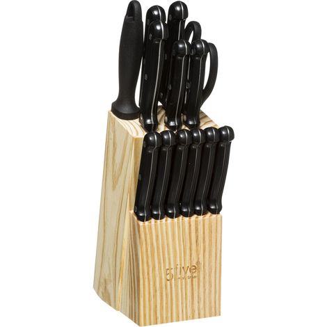 Ensemble de 11 couteaux de cuisine en acier inoxydable – Aiguiseur et ciseaux multi-usages – Bloc en bois pour rangement élégant – Secret De Gourmet (1/10)