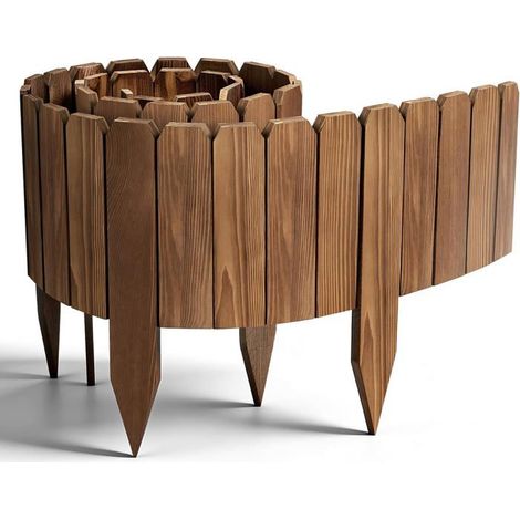 Bordure de jardin flexible 200 x 20 cm en bois de pin, délimitant massifs de fleurs et pelouses, résistante aux intempéries (1/5)