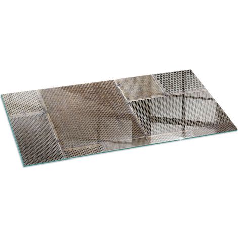 Plaque de protection de sol en verre trempé pour cheminée et poêle à bois pare-feu contre les étincelles Motif de tôle perforée 125x50 cm (1/5)