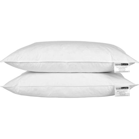 HOMESCAPES White Duck Feather Pillow Pair (1/5)