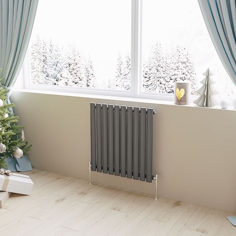 Acezanble Horizontal Oval Column Radiator Central Heating Rad 600x590mm Single Anthracite