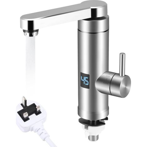 Instant Hot Water Tap, Electric Tap UK Plug, 220V 3000W Electric Hot and Cold Mixer Water Faucet with LED Digital Display for Kitchen Bathroom,Tap 2 (1/5)