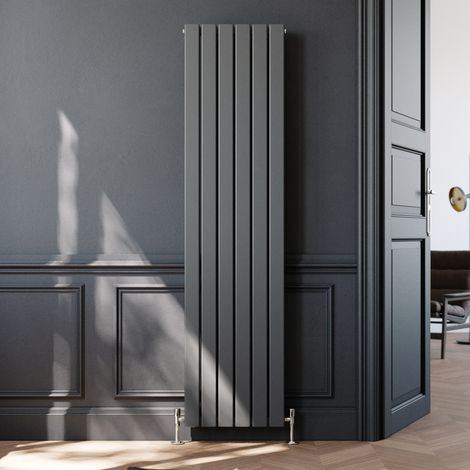 ELEGANT Vertical Flat Column Designer Radiator Wall/Floor Mounted Central Heating Rad 1800x452mm Anthracite Flat Double Panel Radiator