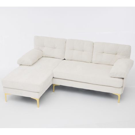 GagaCanapé d'angle réversible 187, 5 cm 3 places beige chenille (1/5)