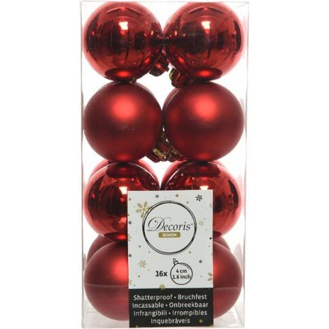 Economy Bolas de Navidad Irrompibles Rojas 4 cm - 16 Unidades