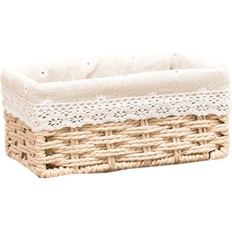 Panier De Rangement Tissé - En Rotin Synthétique Imperméable - Pour Bureau Salle De Bain Chambre Cuisine - 1 Pièce (1/5)