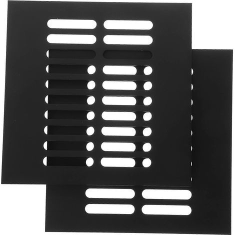 Set mit 2 quadratischen Lüftungsgittern aus Aluminiumlegierung für Kleiderschränke, Schuhschränke oder Garderoben. Maße: 15 x 15 x 2,5 cm. Farbe: Schwarz. (1/4)