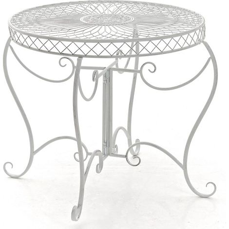 Mesa de jardín balcón terraza diseño rústico altura 69 cm en metal blanco envejecido 100003053 (1/5)