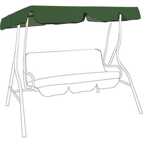 UlisemToit de Rechange pour Balancelle de Jardin Imperméable en 210D Toit de balançoire Canopée pour Balancelle Remplacement Pare-Soleil à Bascule Jardin Anti-UV (Vert, 195x125x15cm)-trois places (1/4)