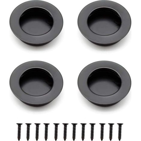 Reno – Manilla empotrada para puerta corredera de acero inoxidable negro – 40 mm – Alta resistencia a la corrosión – Fácil instalación en muebles (1/5)