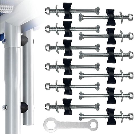 12 tornillos para trampolín, accesorios para trampolín con llave, tornillos de fijación para asegurar el trampolín, tornillos para trampolín aptos para trampolines grandes y pequeños. (1/5)