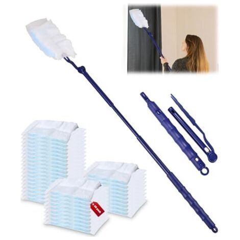 Zavixa Lot 60 pour Plumeau Poussiere Recharge,Microfibre Plumeaux,1 poignée télescopique pour Poils d'animaux,Parfait pour Nettoyer Les s Stores,Recharges Plumeau Duste,Contre poussière saleté (1/5)
