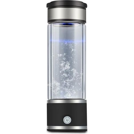 (noir)Bouteille Riche en Hydrogène Eau Portable HydrogèNe 450ml géNéRateur D'Eau Ionique Rechargeable Par Usb -Noir (1/5)
