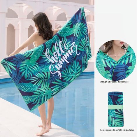 Serviette de Plage en Microfibre Anti Sable, Couverture de Plage légère, Anti-Sable et à séchage Rapide - Grande Couverture de Pique,160x80cm (1/4)